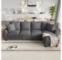 MODFU Ecksofa L-Form Grau Chenille mit Stauraum & Getränkehaltern Bild 5