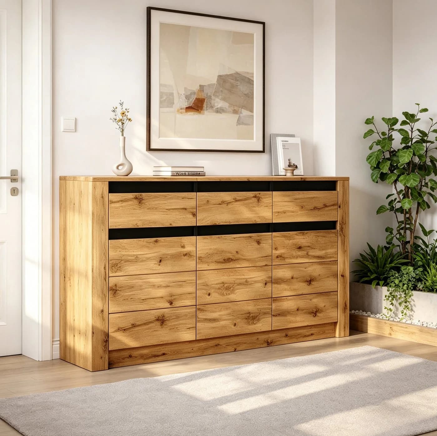 MODFU Sideboard Naturholz Wellenoptik 135x70x35 cm - Bild 4