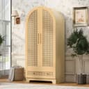 MODFU Kleiderschrank Doppeltürig Beige Rattanoptik Bild 1