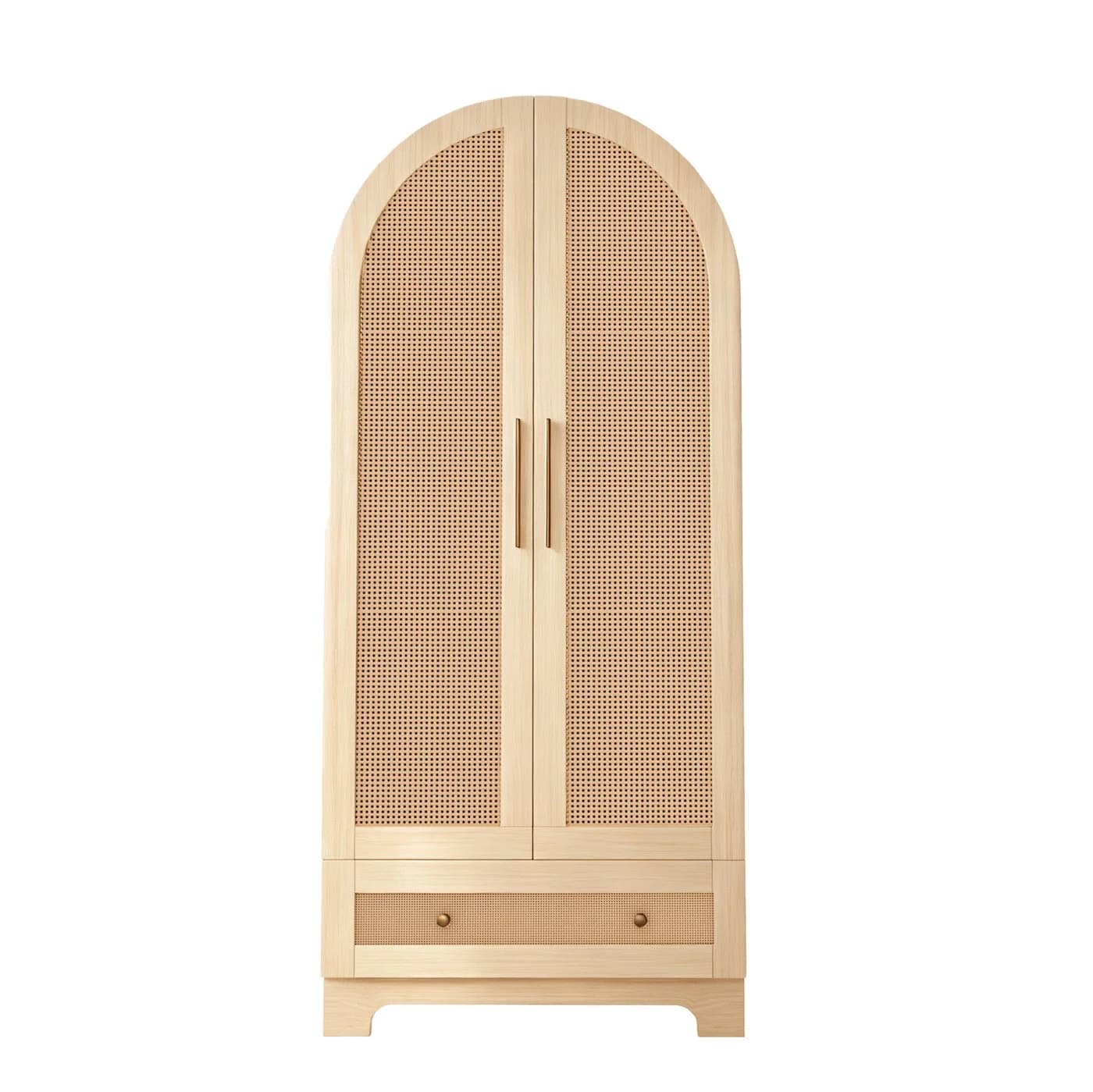 MODFU Kleiderschrank Doppeltürig Beige Rattanoptik - Bild 5