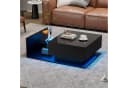 STILVORA Couchtisch Sofatisch mit Glastischplatte, LED-Beleuchtung, Schwarz Bild 1