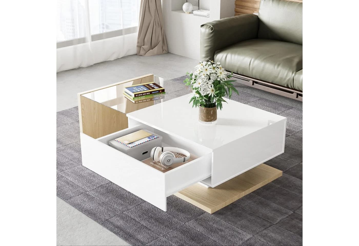 STILVORA Couchtisch Hochglanz mit LED-Beleuchtung