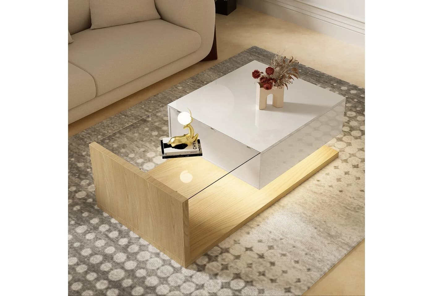 STILVORA Couchtisch Hochglanz mit LED-Beleuchtung - Bild 3