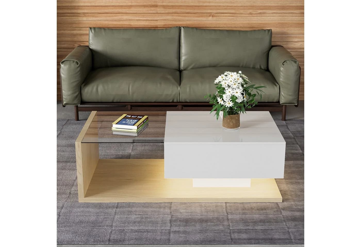 STILVORA Couchtisch Hochglanz mit LED-Beleuchtung - Bild 5