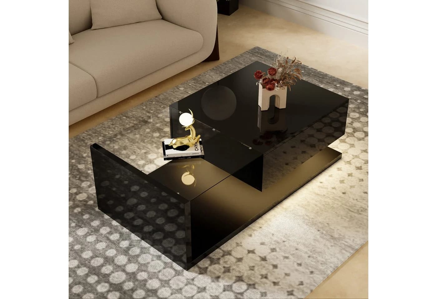 STILVORA Couchtisch Hochglanz mit LED-Beleuchtung - Bild 4