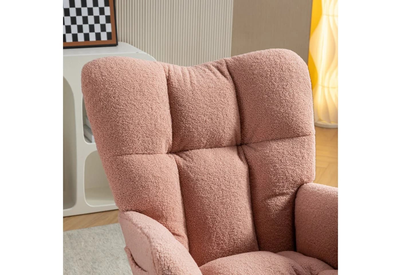 STILVORA Schaukelstuhl Rosa mit Fußstütze und Polsterung - Bild 5