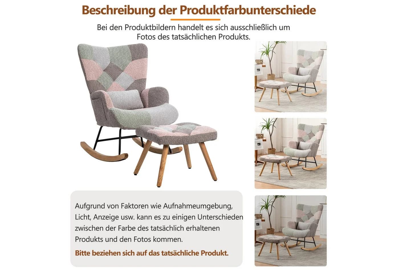STILVORA Schaukelstuhl mit Fußstütze Loungesessel Relaxsessel Wohnzimmer - Bild 4