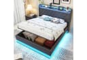 STILVORA Polsterbett Stauraumbett 140x200 Grau mit LED und USB Bild 2