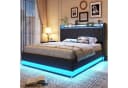 STILVORA Polsterbett Stauraumbett 140x200 Grau mit LED und USB Bild 4