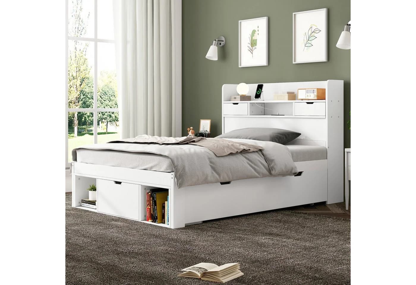 STILVORA Jugendbett 90x200 mit USB-Anschluss & Stauraum - Bild 4