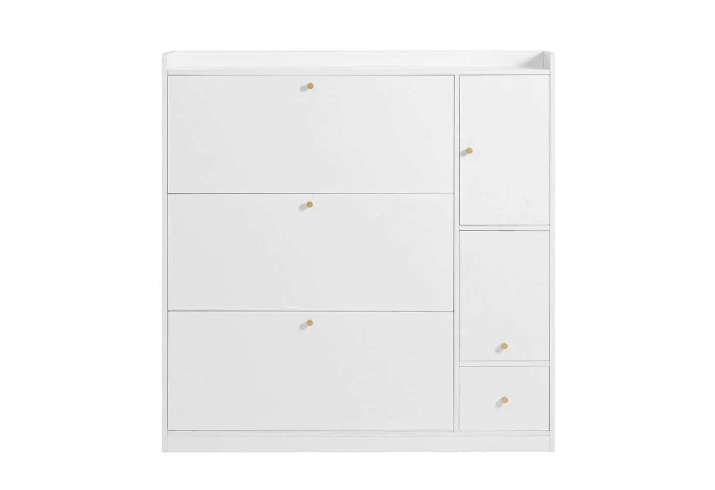 STILVORA Schuhschrank mit Sitzbank und 3 Klappschubladen Weiß - Bild 4