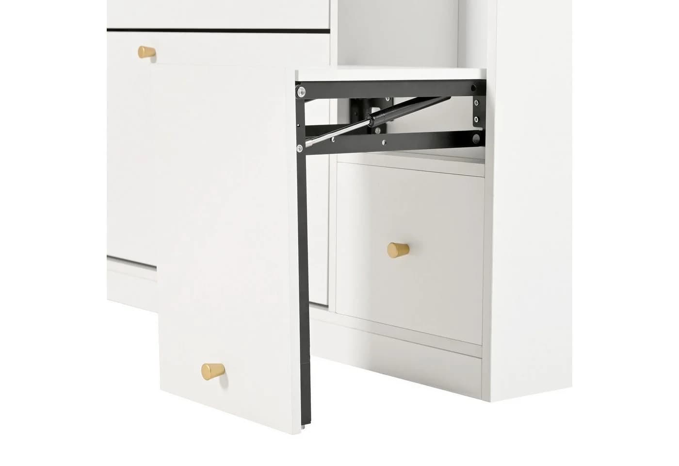 STILVORA Schuhschrank mit Sitzbank und 3 Klappschubladen Weiß - Bild 5
