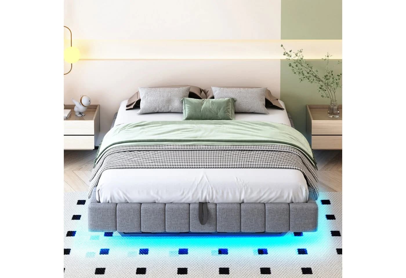 STILVORA Polsterbett 160x200 LED-Licht Grau - Bild 3