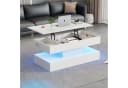 STILVORA Couchtisch Hebbarer Wohnezimmertisch LED-Beleuchtung Weiß Bild 4