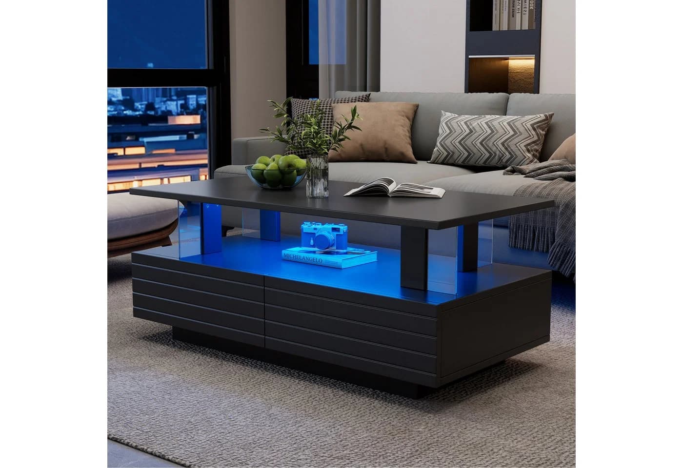 STILVORA Couchtisch Schwarz Acryl LED mit Bluetooth Steuerung - Bild 2