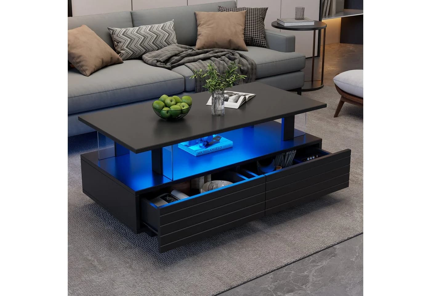 STILVORA Couchtisch Schwarz Acryl LED mit Bluetooth Steuerung - Bild 3