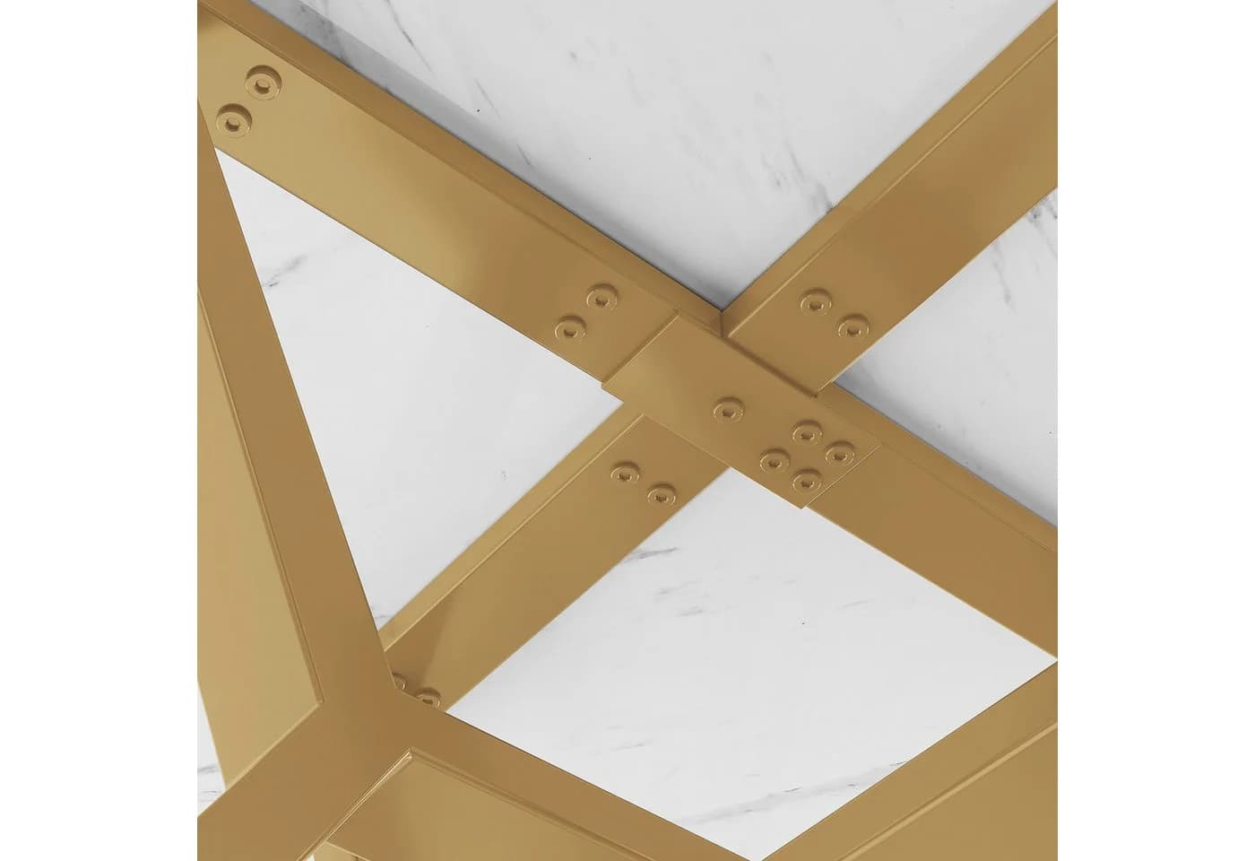 STILVORA Esstisch rund Weiß/Gold X-förmig Metall - Bild 5