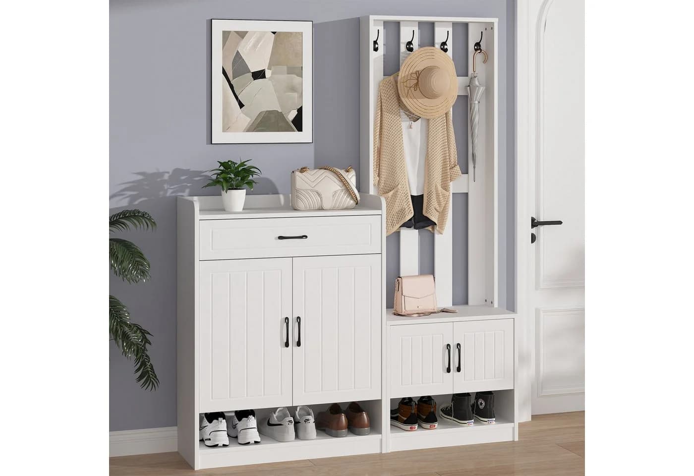STILVORA Garderoben-Set Weiß mit Bank und Schuhschrank - Bild 5
