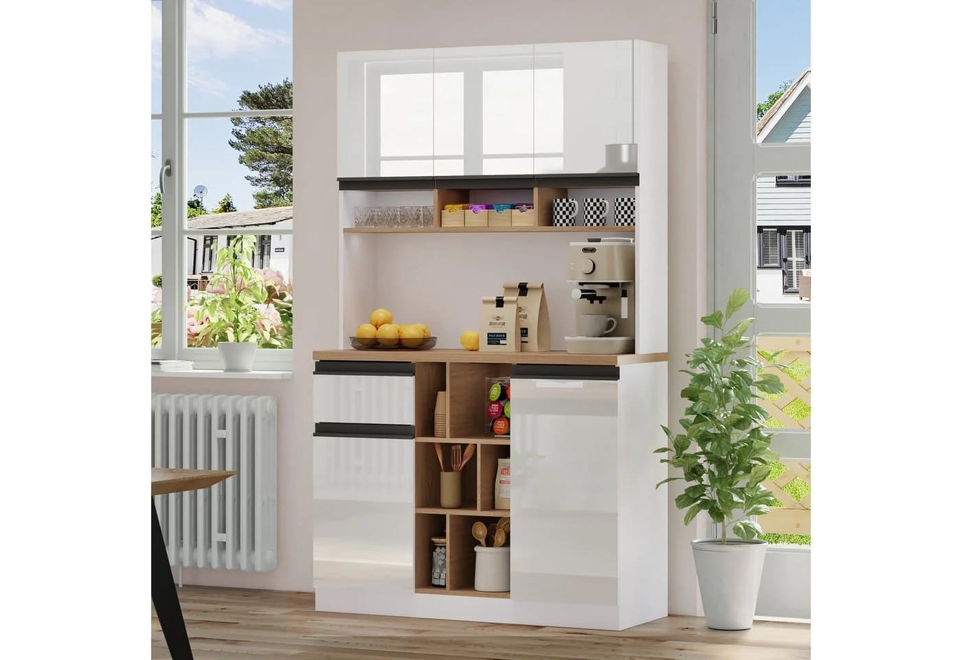 STILVORA Hochschrank Küchenschrank Weiß Modern mit verstellbaren Regalen - Bild 2