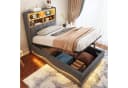STILVORA Polsterbett 90x200 mit LED-Licht USB Jugendbett Einzelbett mit Lattenrost Grau Bild 3