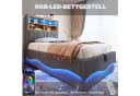 STILVORA Polsterbett 90x200 mit LED-Licht USB Jugendbett Einzelbett mit Lattenrost Grau Bild 5