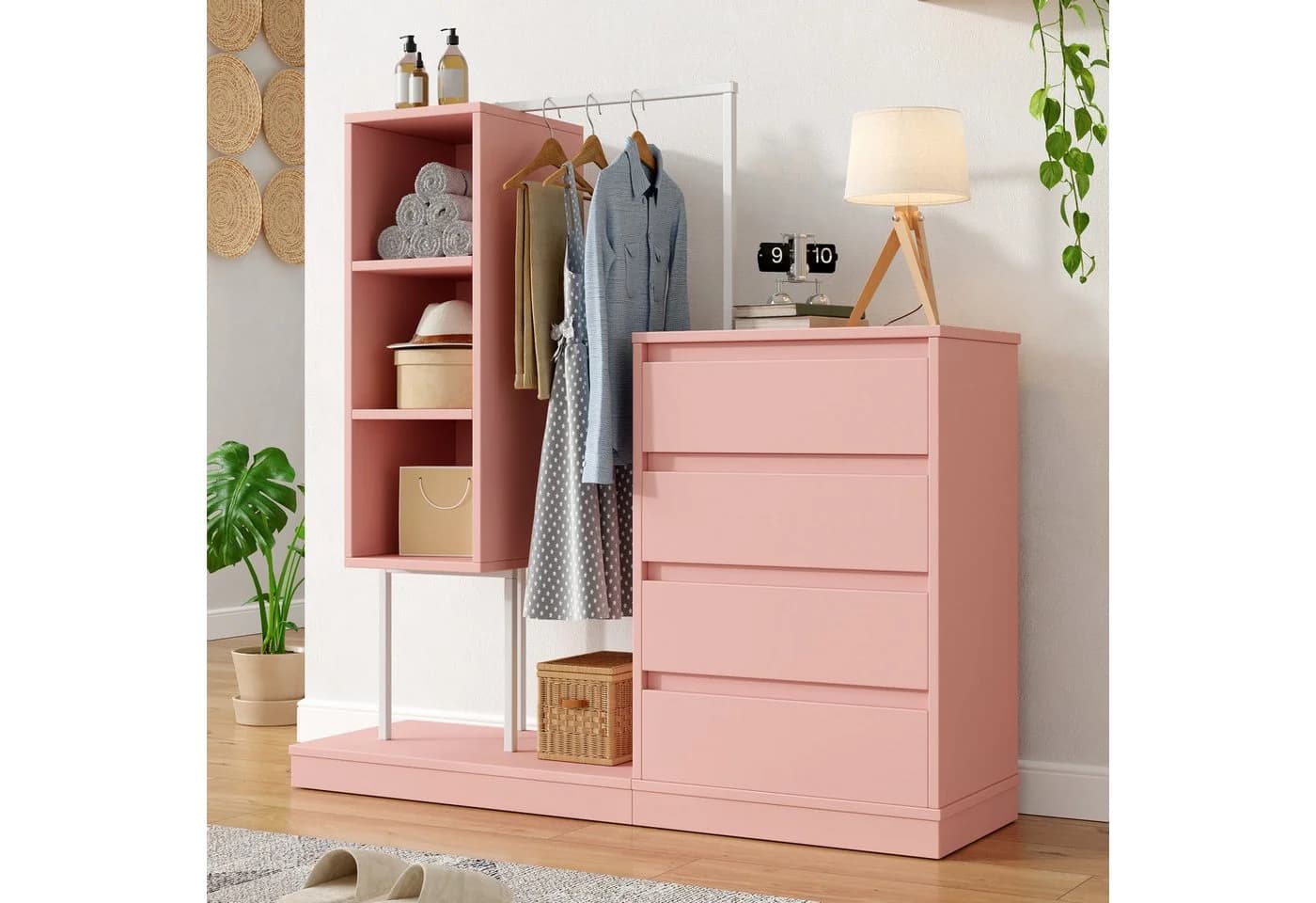 STILVORA Garderoben-Set Rosa mit Schubladen & Kleiderstange - Bild 5