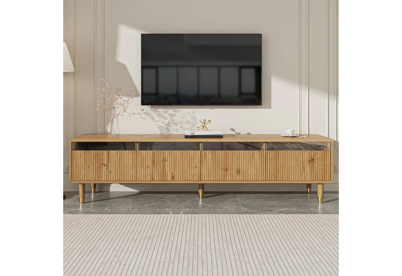 STILVORA Sideboard mit 4 Acrylschubladen TV-Schrank