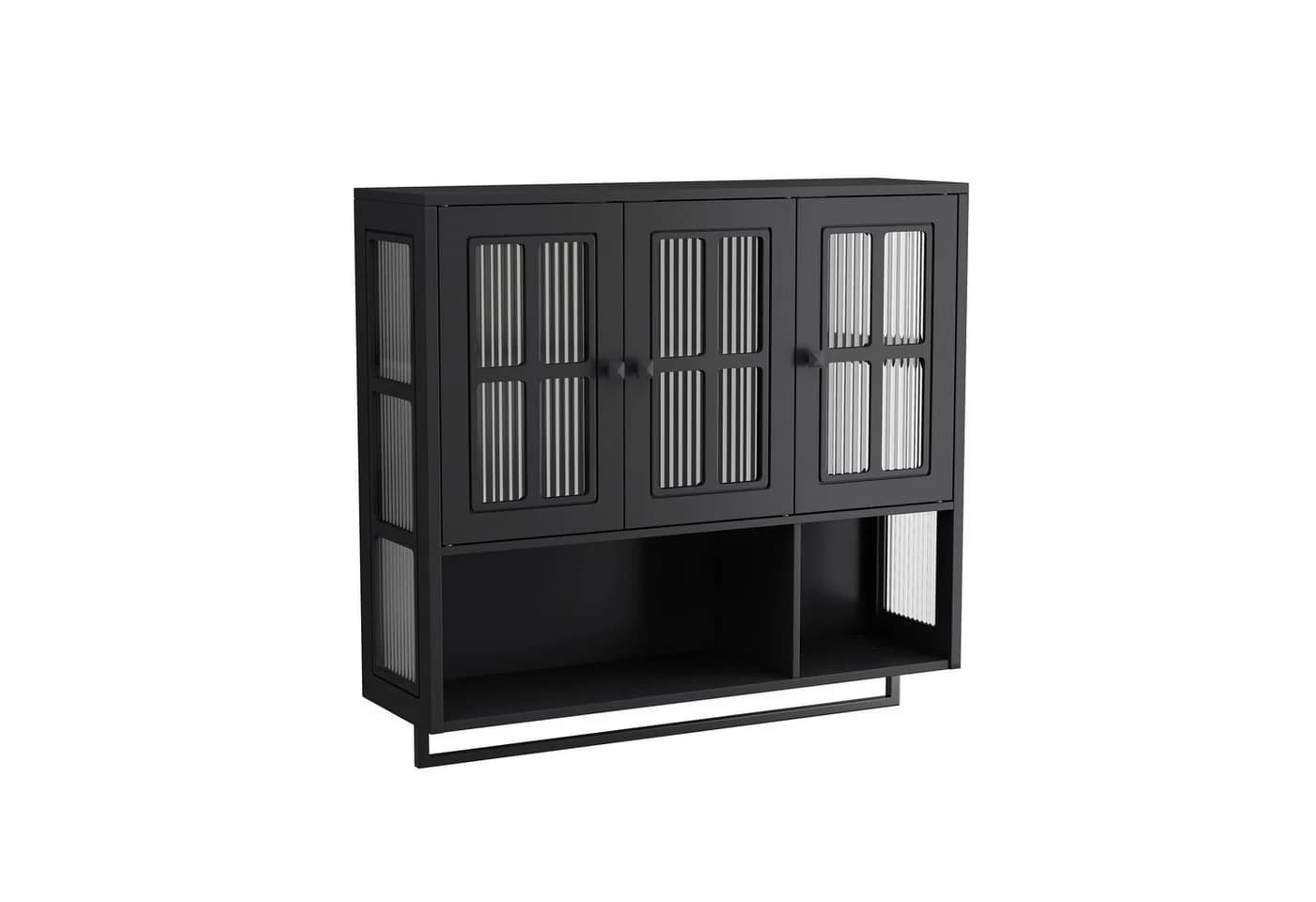 STILVORA Hängeschrank mit Glastür und Handtuchhalter, Wandschrank Badezimmerschrank mit Stauraum - Bild 5