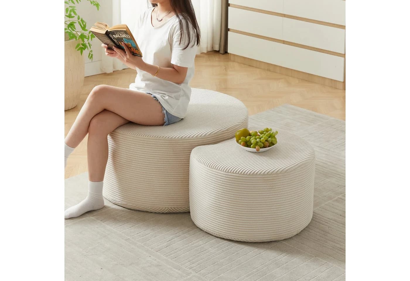 STILVORA Couchtisch Schaumstoff 2er-Set Beige - Bild 2