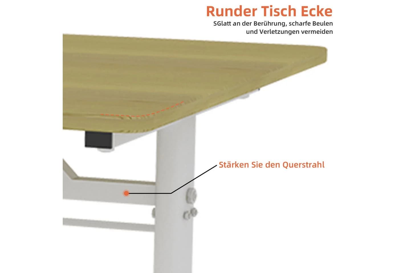 STILVORA Höhenverstellbarer Schreibtisch mit Handkurbel Holz/Metall - Bild 5