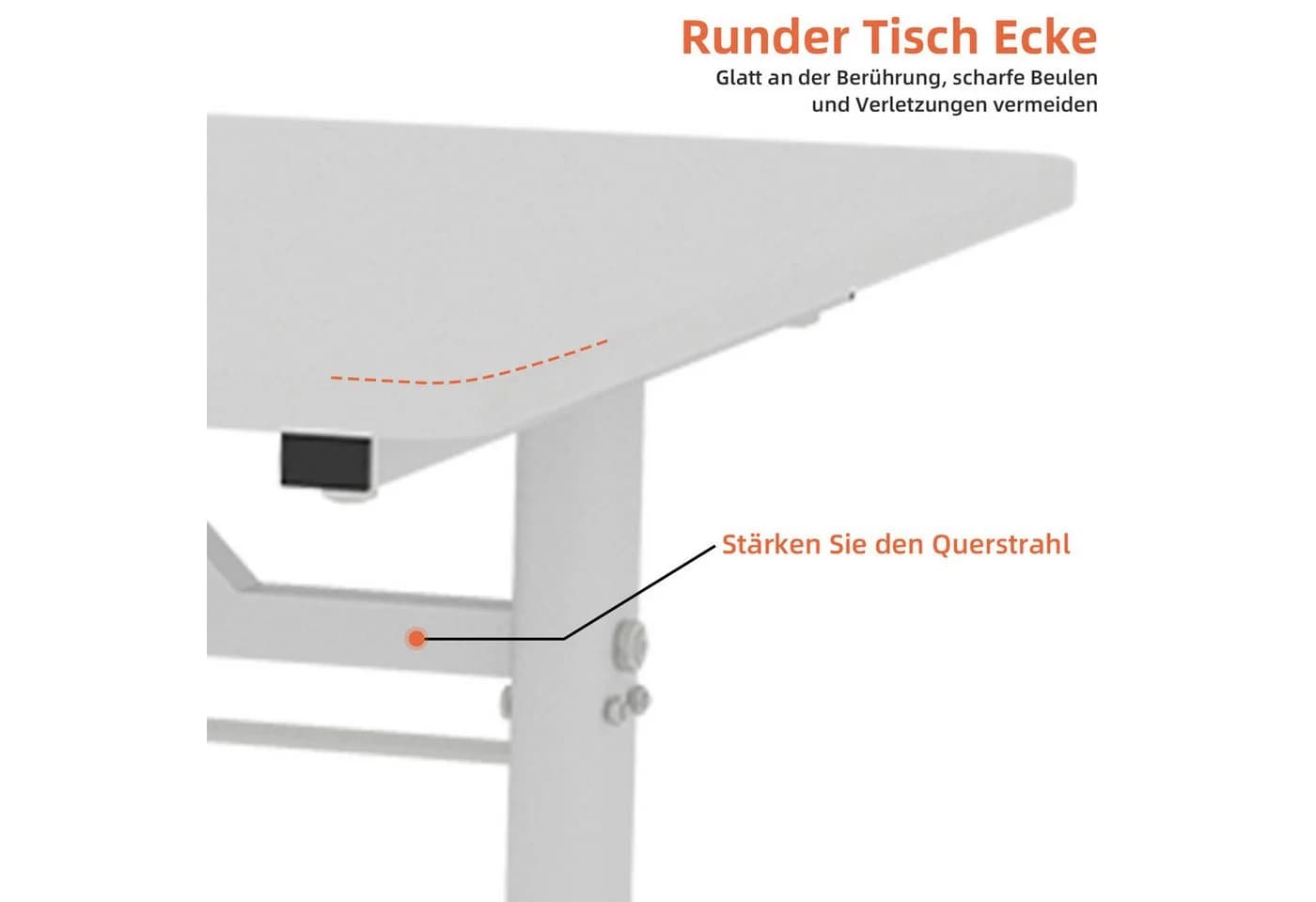 STILVORA Höhenverstellbarer Schreibtisch Weiß Manuelle Kurbel - Bild 5