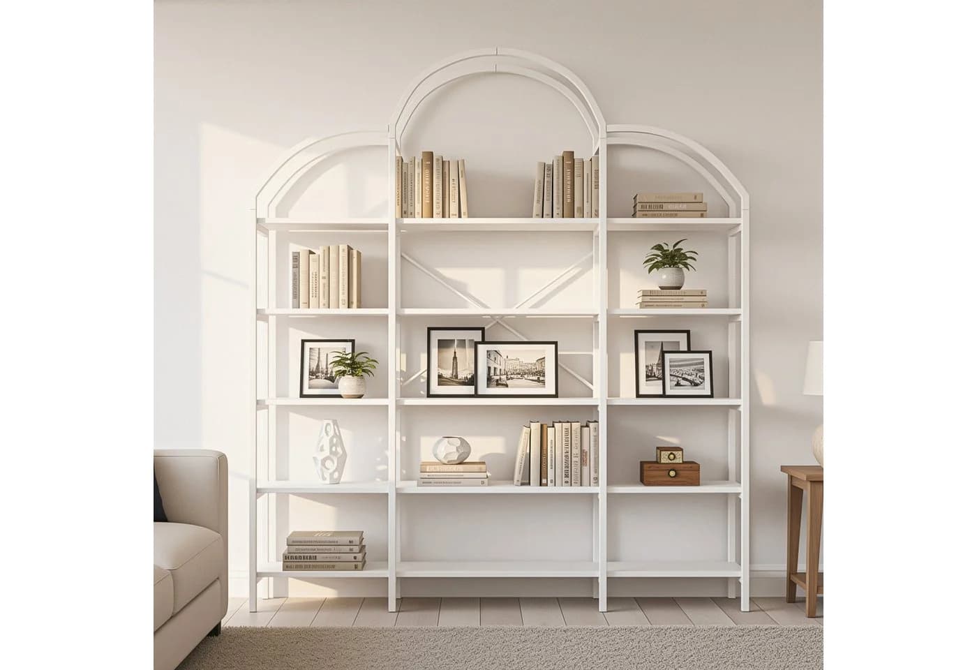 STILVORA Bücherregal Weiß 5 Schichten Metallregal Wolkenform
