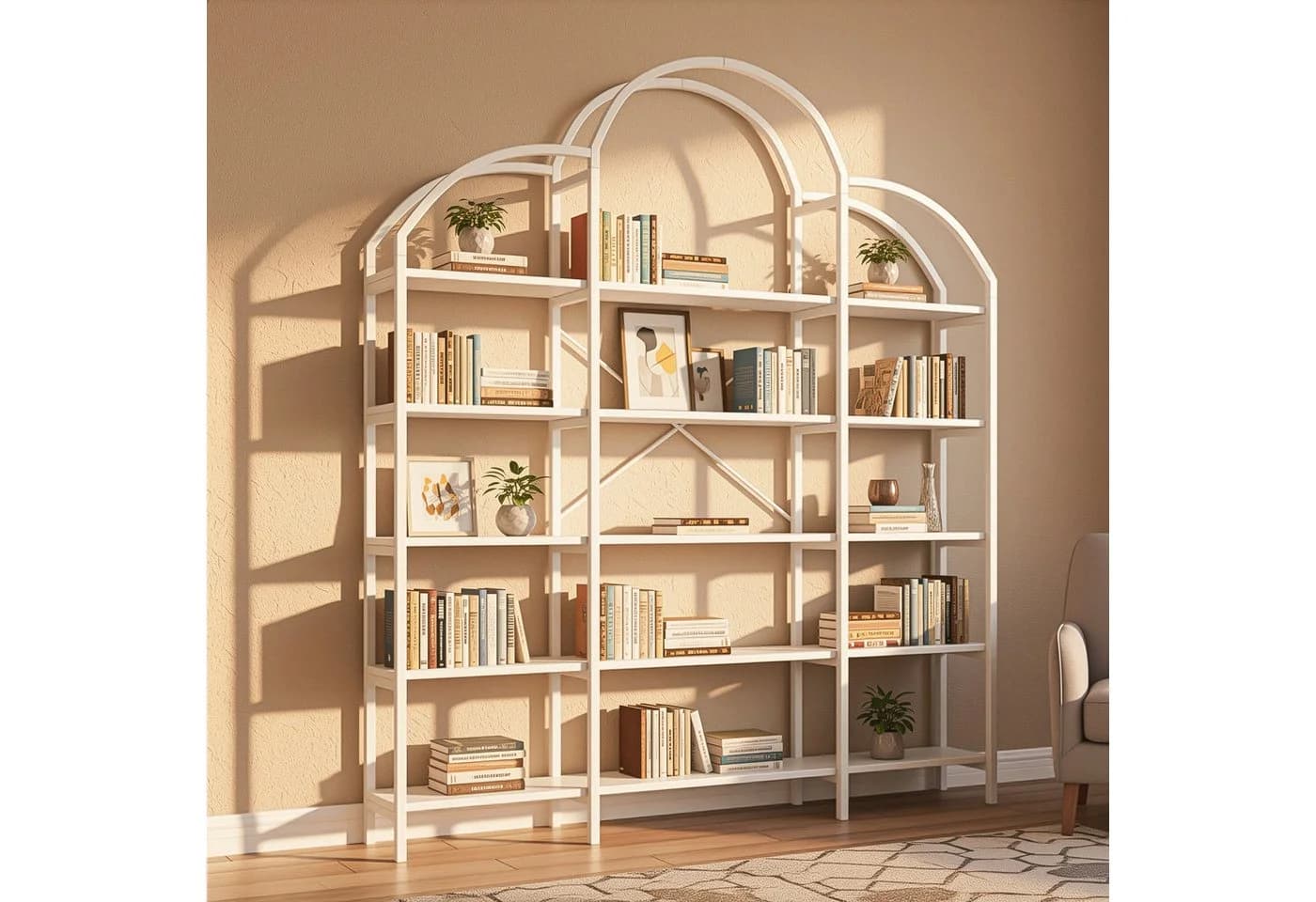 STILVORA Bücherregal Weiß 5 Schichten Metallregal Wolkenform - Bild 2