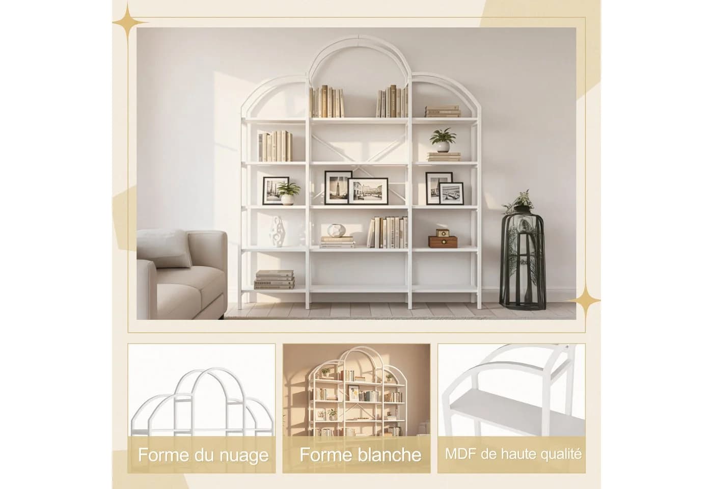 STILVORA Bücherregal Weiß 5 Schichten Metallregal Wolkenform - Bild 4