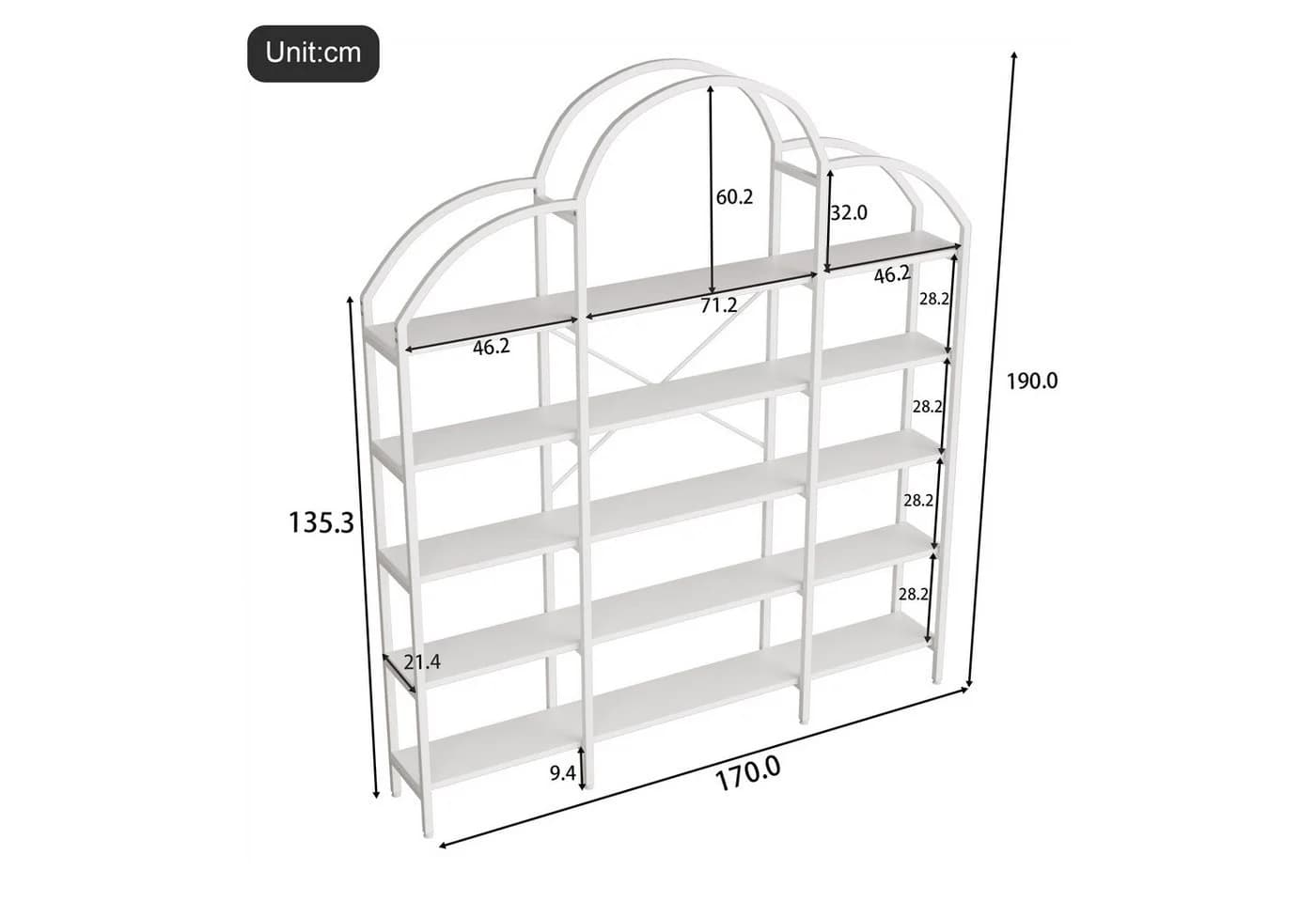 STILVORA Bücherregal Weiß 5 Schichten Metallregal Wolkenform - Bild 5