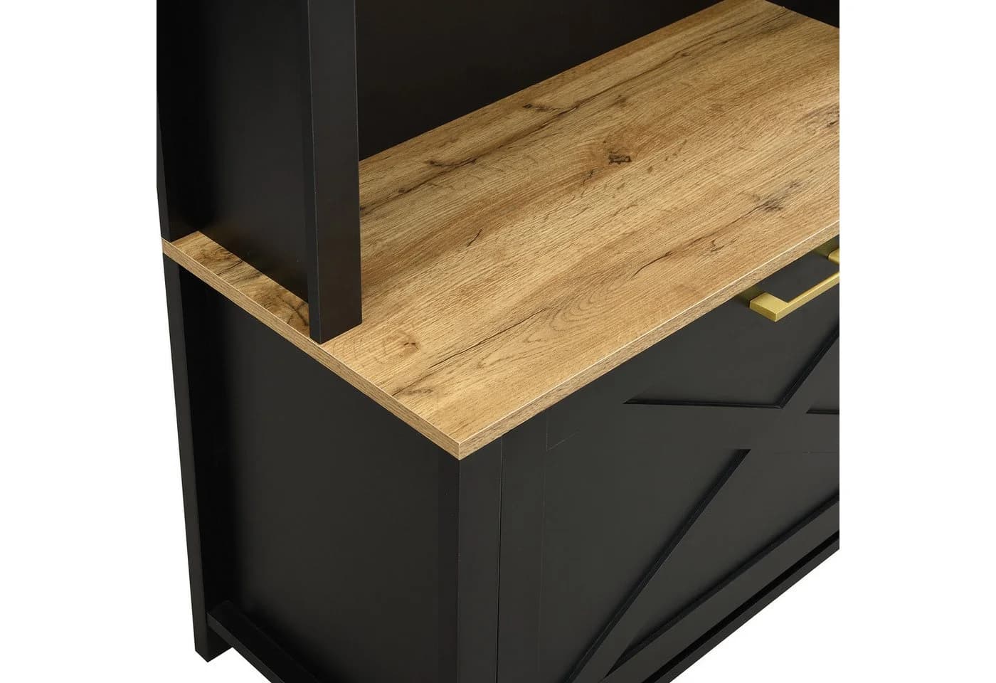 STILVORA Garderobenschrank Holzfarbe + Schwarz - Bild 5