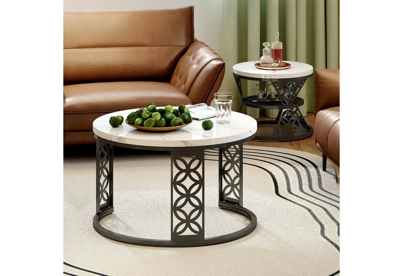 STILVORA Couchtisch Marmoroptik Platzsparendes Design