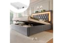 STILVORA Polsterbett Grau mit LED, USB & Bettkasten Bild 2