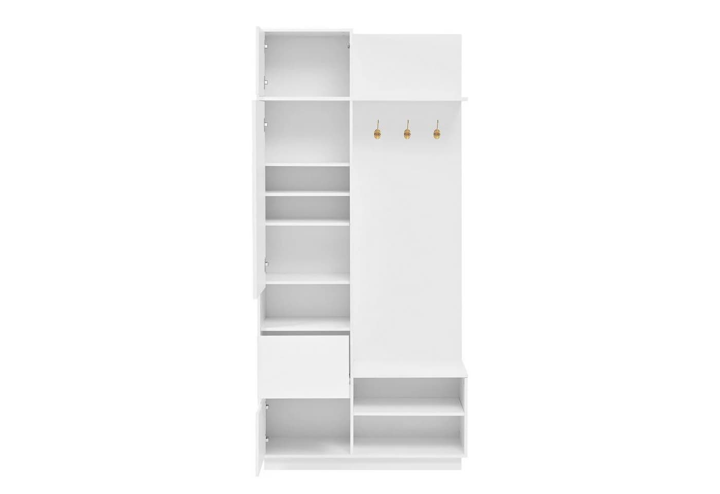 STILVORA Garderoben-Set mit Kleiderhaken, Spiegelschrank und Sitzbank Weiß - Bild 5