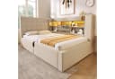 STILVORA Polsterbett Beige mit LED-Kopfteil, USB-Anschluss & Bettkasten Bild 3