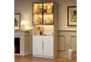 STILVORA Vitrine mit LED-Beleuchtung Hochschrank Glastüren Weiß Bild 3