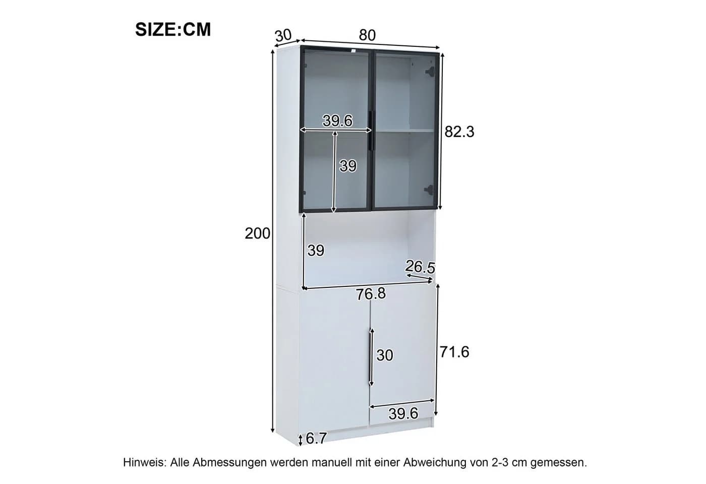 STILVORA Vitrine mit LED-Beleuchtung Hochschrank Glastüren Weiß - Bild 5