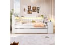 STILVORA Polsterbett 140x200 mit LED, USB, Ausziehbett & Schreibtisch Weiß Bild 1