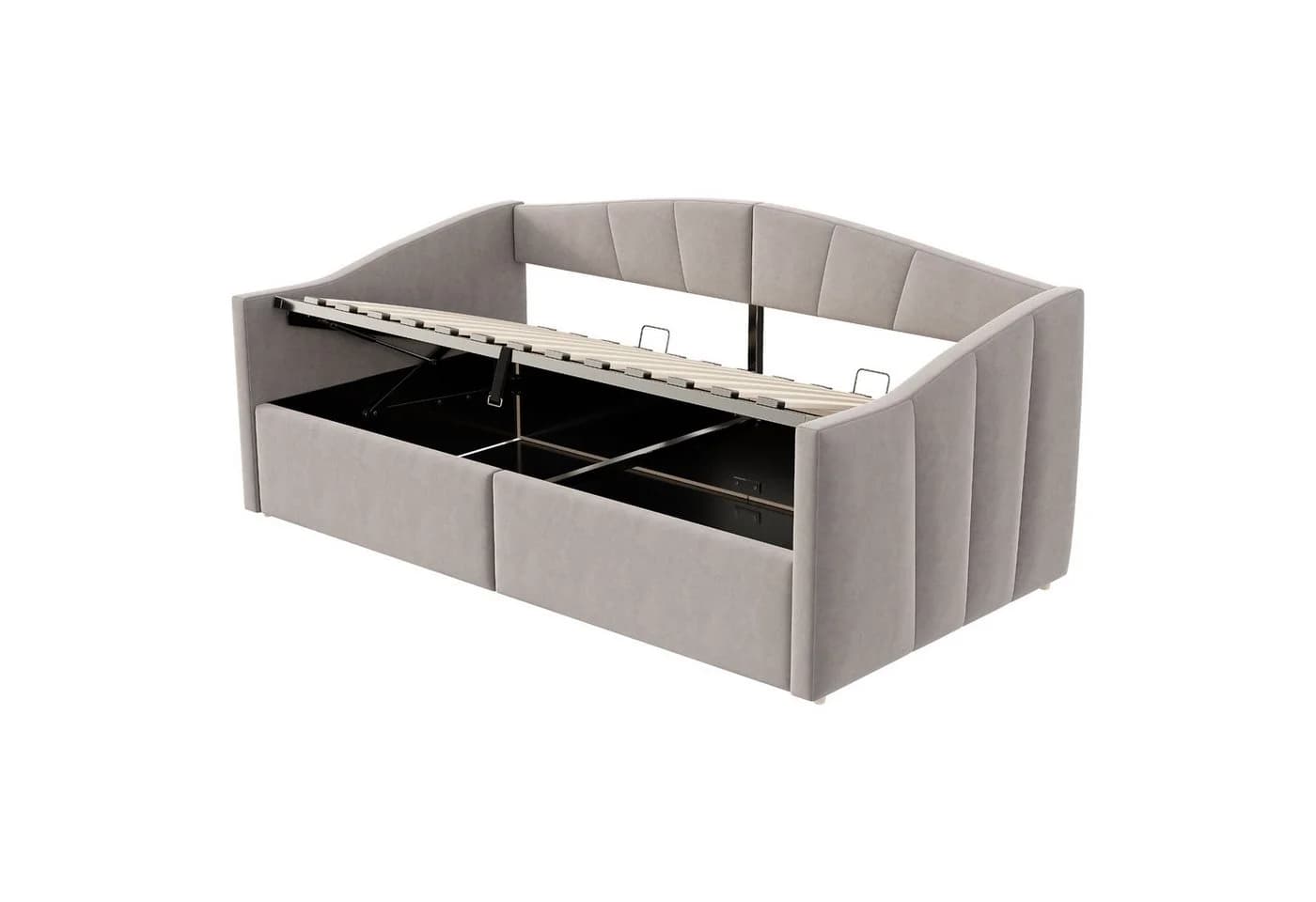 STILVORA Schlafsofa mit Bettkasten und Lattenrost Grau Samt - Bild 4