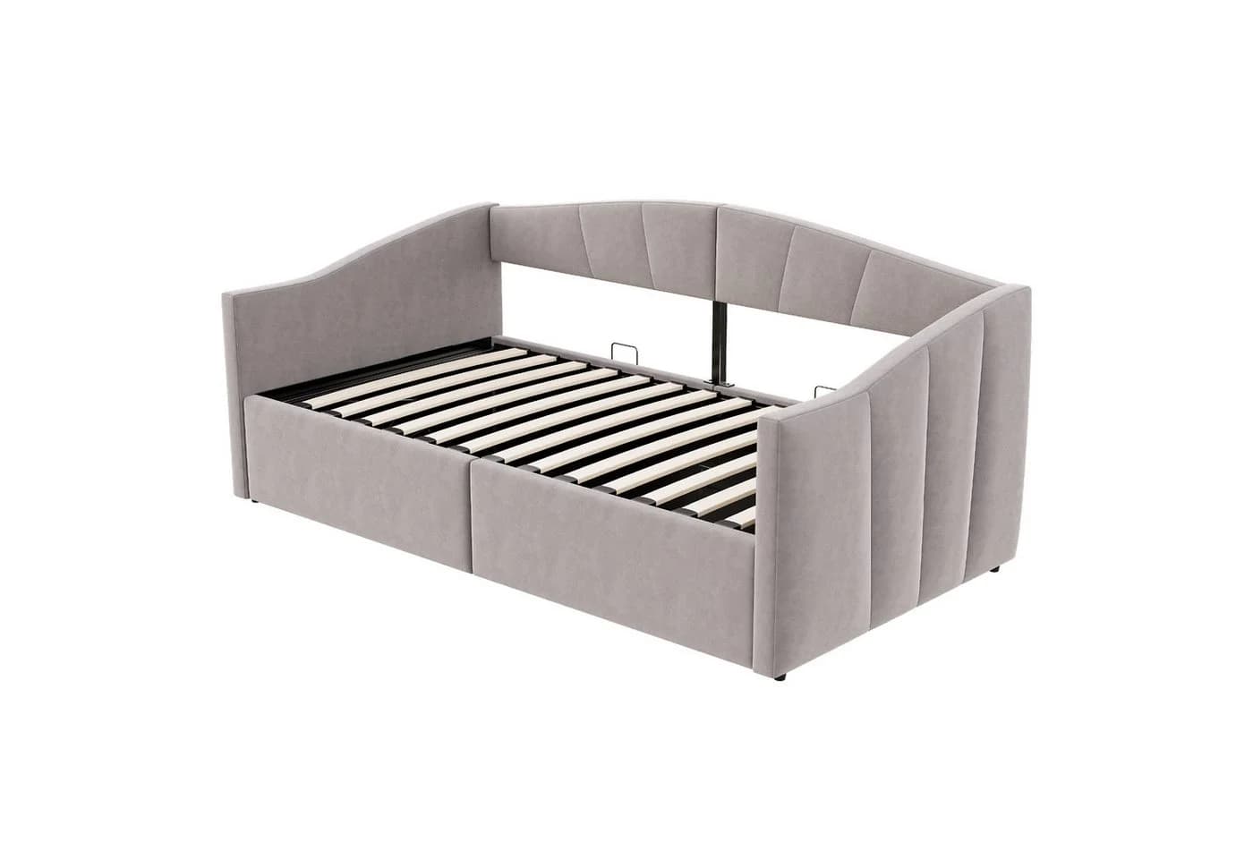 STILVORA Schlafsofa mit Bettkasten und Lattenrost Grau Samt - Bild 5