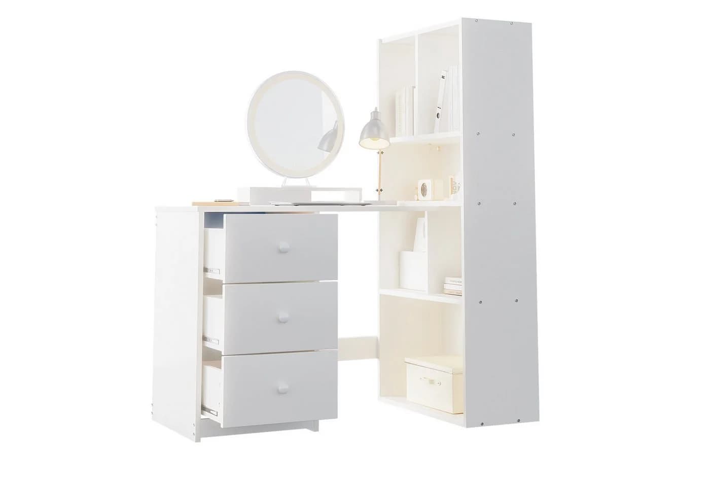 STILVORA Eckschreibtisch mit Regal und Schubladen Weiß - Bild 3
