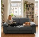 STILVORA Schlafsofa 2 Sitzer Grau mit Stauraum und Taschenfederkern Bild 1