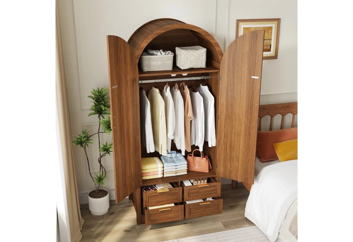 STILVORA Kleiderschrank mit Schubladen Eichenholzfarbe/Nussbaum - Bild 2