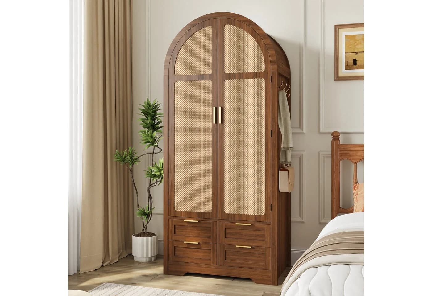 STILVORA Kleiderschrank mit Schubladen Eichenholzfarbe/Nussbaum - Bild 3