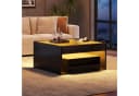 STILVORA Couchtisch Schwarz LED mit Stauraum Hochglanz Bild 3